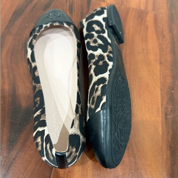Taryn Rose Leopard Print Flats with Black Toe Cap Size 7M - Picture 4 of 5